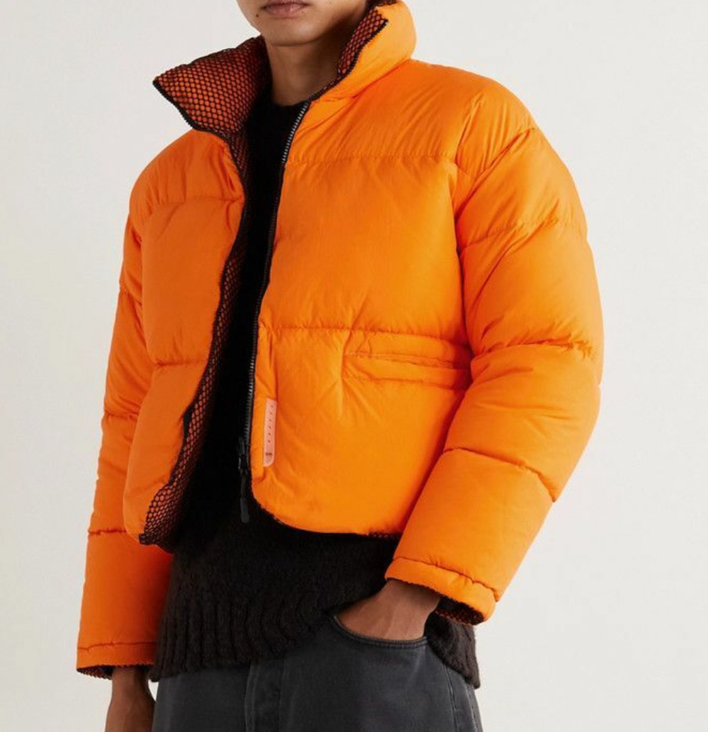 CONNOR MCKNIGHT ORANGE THROWING FITS REVERSIBLE QUILTED MESH DOWN COAT JACKET XS